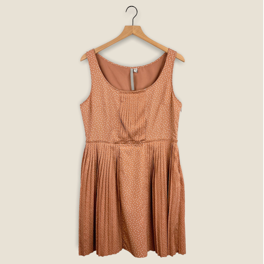 Lauren Conrad Dress, Pleated Scoop-Neck Polka Dot, 16